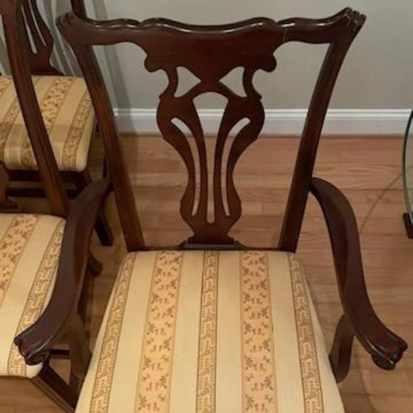 Set of 6 Ethan Allen Knob Creek Mahogany Chippendale Dining Room Chairs & Table - Picture 2 of 7